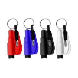 EnweiBingshi 4 Pcs Car Window Breakers, Seat Belt Cutter, Emergency Keychains, 2-in-1 Car Escape Tool——Mini Safety Hammer and Seatbelt Cutter for Land and Underwater