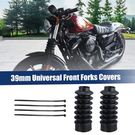 X AUTOHAUX 2 Pcs Motorcycle Front Fork Guards Covers Shock Absorbers Boots 39mm Universal for Harley Sportster XL883 1200 for ATV UTV