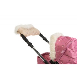 Roma Dolls Pram Fur Handmuff, Quilted Cream with Fur Trim, Universal Dolls Stroller Hand Warmer