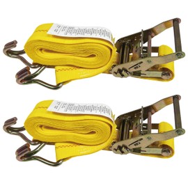 2 Pack Ratchet Straps 2" x 15' x 5000lbs Cargo Tie Down Straps with J Hooks for Trucks and Trailers by KODIAK STRAPS [Short Handle]