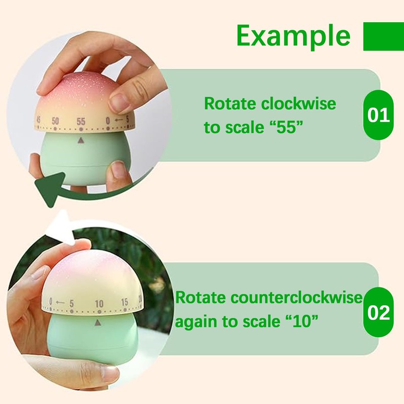 Mechanical Kitchen Timer, Cute Wind Up 60-Minute Manual Countdown for