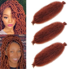 Mscat 16 Inch Pre-Separated Springy Afro Twist Hair 3 Packs Copper Red Marley Twist Crochet Braiding Synthetic Hair Extensions (8 Strands/Pack,350#)