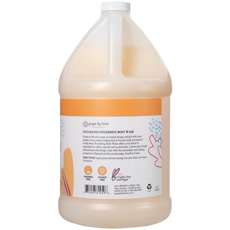 Ginger Lily Farms Botanicals Nourishing Body Wash, Coco Mango, 100%
