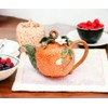 Fine Ceramic Fruit Orange & White ORange Flower Teapot 12