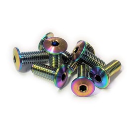 Terske Unique Ultra-Low Profile Oil Slick Titanium Bottle Cage Bolts