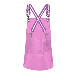 MIKI WELL Cross-back Adjustable Apron With 3 Pockets Hair Salon Work Apron for Hair Stylist (22.8” W 25.5” L), Pink+pink Webbing, One Size
