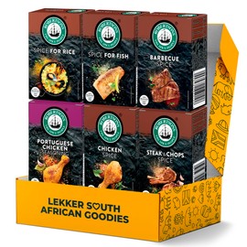 Seasoning Spice Set 6 Piece Variety Roberstons Collection from South Africa, BBQ Rubs, Marinades, Seasonings, and Spices for Meat, Chicken, Fish, and More - Gift for Dad, Men, and Grilling Enthusiasts
