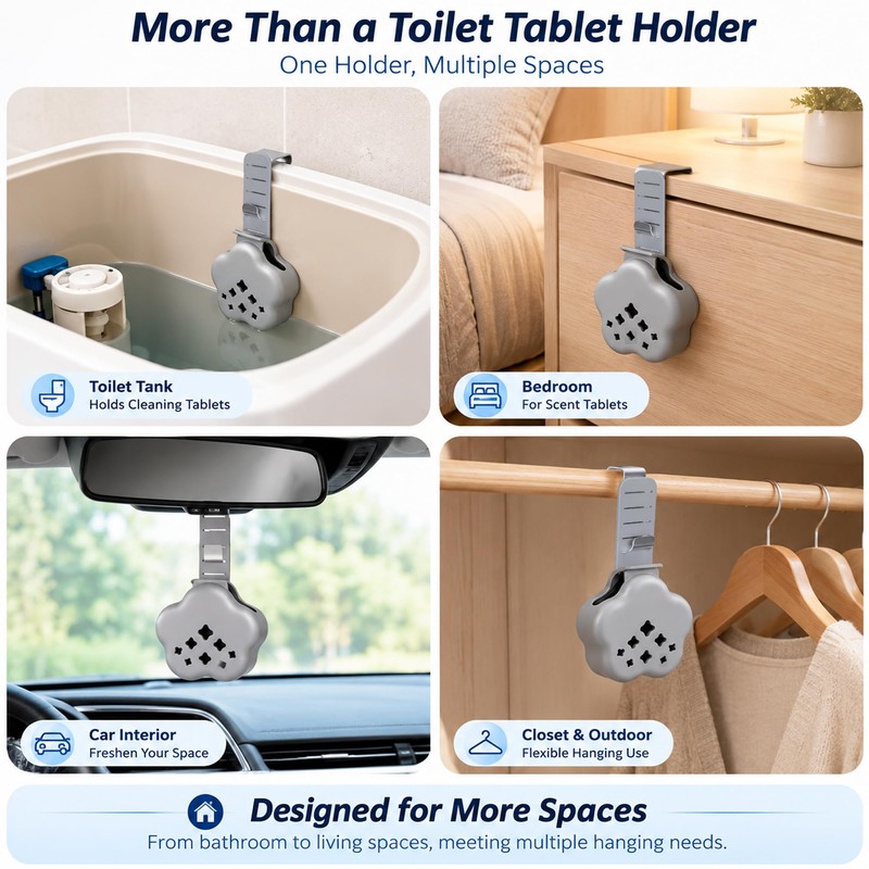 Toilet Tank Tablet Holder, Toilet Bowl Tablet Holder with Adjustable
