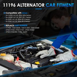 HAYIAUTO 11196 Car Alternators Fit for Lexus GS300 V6 3.0L 2006, GS350 V6 3.5L 2007-2011, IS250 V6 2.5L 2006-2013, IS350 V6 3.5L Alternator Automotive Replacement Alternator 27060-31060, 104210-2050