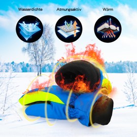 TBoonor Winter Gloves for Children, Warm Ski Gloves, Waterproof and Windproof, Thickened Winter Gloves, Suitable for Boys and Girls, Outdoor Sports