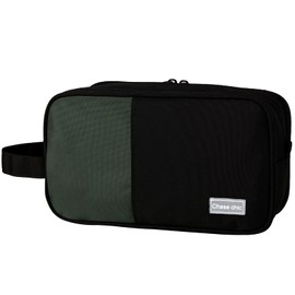 Toiletry Bag Men, Chase Chic Large Travel Hanging Toiletry Bag with 3 Zip Compartment, Waterproof Shaving Dopp Kit Bag Makeup Wash Bag, Black and Green