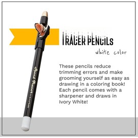 White Speed Tracer Barber Pencil 4 Pack + Sharpener, Outline Beard Before Trimming for Shaping Tools, Guides, Hair Trimmer, & Shaver, - Color: White