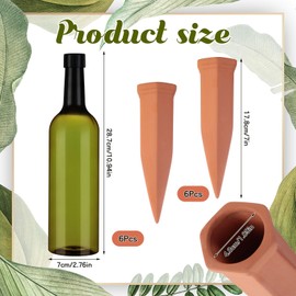 SiliFine 6 Sets Plant Watering Devices Include Terracotta Self Watering Spikes and 26 oz Plastic Bottles, Slow Release Vacation Insert Automatic Plant Waterer Device (Green and Terracotta)