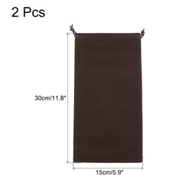 PATIKIL 30x15cm Microfiber Pouch, 2Pcs Soft Storage Drawstring Gift Bag for Glasses Wedding, Brown