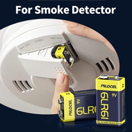 PILOCEL 9V Batteries 6 Pack, Alkaline 9 Volt Battery, Long-Lasting Square 9V Batteries 10-Year Shelf Life for Smoke Detector, Fire Alarm, Electronics