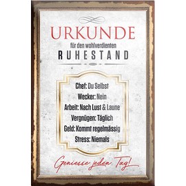 schilderkreis24 Funny Saying "Urkunde für den Ruhestand" Magnet Grandma Grandpa Grandson Decorative Fridge Magnet Humour Gift Idea Birthday Christmas 9 x 6 cm