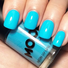 Moon Glow Neon UV Nail Polish 14ml – Selection of Colours light – Glows under UV light., Pastel blue