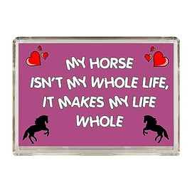 Clare's Cosmetics Fun Horse Gift - My Horse Isn't My Whole Life It Makes My Life Whole - Novelty Fridge Magnet