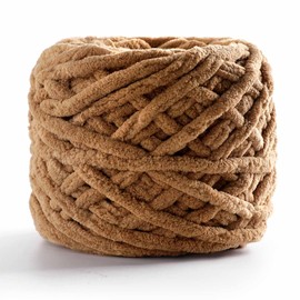 Chunky Chenille Yarn for Crocheting, Fluffy Baby Blanket Yarn for Crochet Sweater Shawl Scarf Gloves, Super Soft Amigurumi Plush Yarn 74 yds/3.5 oz (Camel Color)