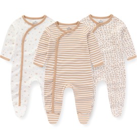 MAMIMAKA Newborn Baby Boys Footed Onesies Pajamas Cotton Jumsuit for Play and Sleep, 6-9 Months