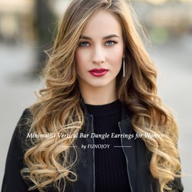 Long Vertical Bar Drop Dangle Earrings Silver Filled Earrings Minimal Bar Earrings Dainty Geometric jewelry for Women