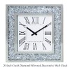 Silver Mirror Clock Crystal Sparkle Twinkle Bling Crush Diamond Mirrored