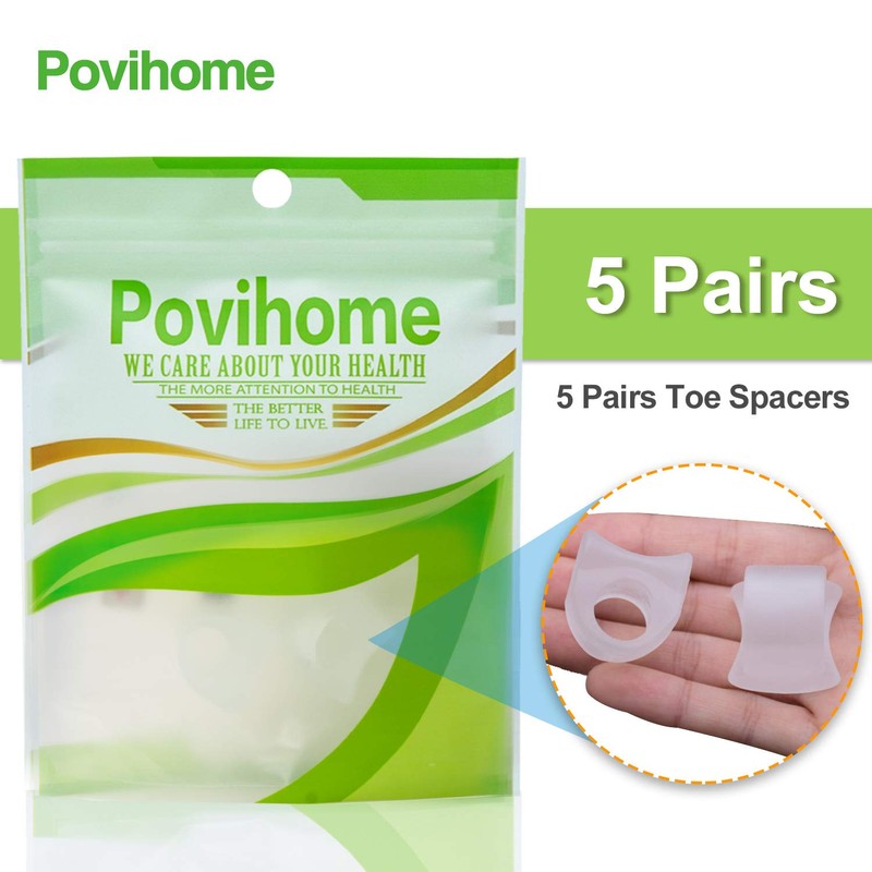 Povihome 10 Pack Clear Toe Spacers, Big Toe Separator (1st/2nd
