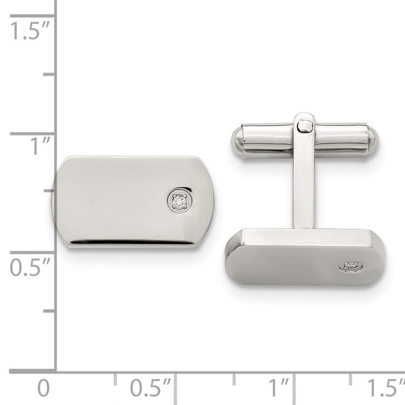 FB Jewels Solid Stainless Steel Diamond Accent Cuff Links