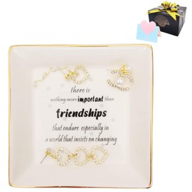 iNenya Friendship Ring Holder Jewelry Organizer Dish,Earring/Necklace/Perfume/Trinket/Decorative Tray,Room Dresser Decor Aesthetic,Graduation,Anniversary,Birthday Gift or Friends