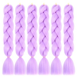 SHUOHAN 6 Packs Kanekalon Ombre Jumbo Braiding Hair Extensions 24 Inch High Temperature Synthetic Fiber Hair Extension for Box Braids Crochet Braids Braiding Hair (Light Purple)