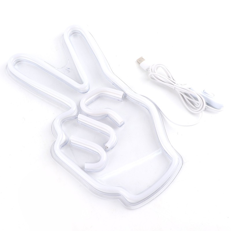 Neon Sign Light Innovative Victory Gesture Decorative Lamp USB Powered