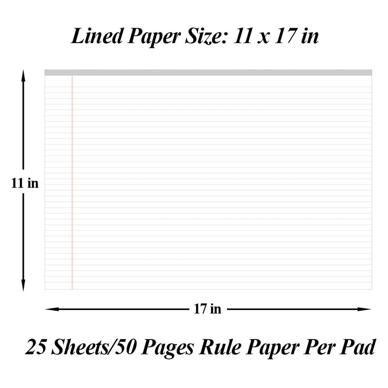 Yaridar (3-Pack 17" x 11" Legal Pads, 25 Sheets/50 Pages