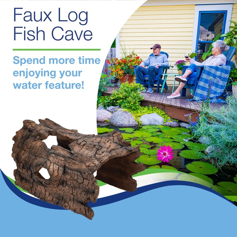 Aquascape Faux Log Fish Cave, Predator Control and Decorative Shelter
