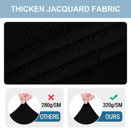 Smiry Stretch Jacquard Seat Covers for Dining Room Chairs Set of 4, Removable Washable Chair Seat Protector Slipcovers, No Rear Covers, Black