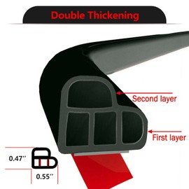 Automotive Weather Stripping 16.4ft, Door Rubber Seal Strip Car Double Layer L Shape Universal Self Adhesive Weatherstrip for Car Window and Door Tailgate