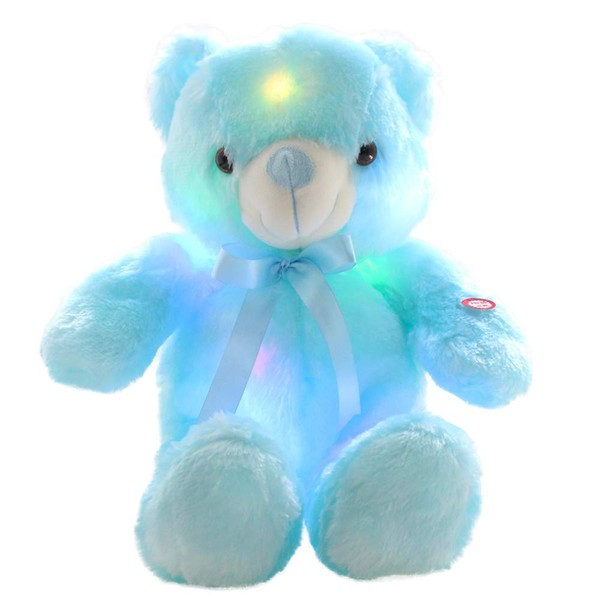 sofipal LED Teddy Bears Stuffed Animals, Cute Glow Bear Plush Toys Creative Colorful Luminous Light Up Doll Gifts for Bedroom, Kids, Baby, Valentine,Blue,18 inch