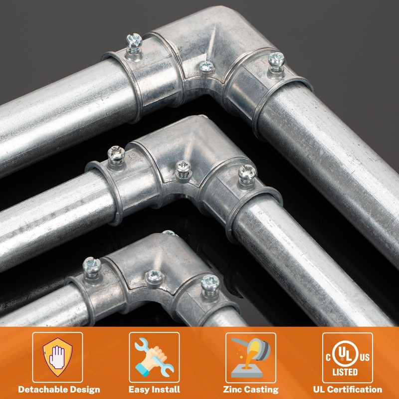1/2 inch EMT Conduit Fittings Inside Corner Pull Elbow Zinc