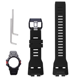XIW Compatible for Casio GBD-100 GBD-100SM GBD100 Resin Watch Band Replacement for men Wirstband Strap women Bracelet (Black Band)