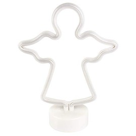 LED Light Strip Angel with Pedestal, 29.5 cm x 23 cm x 10 cm, White, LED Strip in Warm White