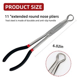 Spark Plug Pliers, Long Reach Hose Grip Pliers 11 Inches Ring Nose Pliers Hose Gripper Pliers Diameter Offset Spark Plug Boot Removal Pliers Serrated Jaws for Hard to Reach Narrow Spaces