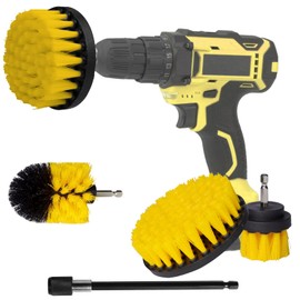 Drill Brush Attachment Set - Drill Brush Cleaning Brush Set, Power Scrubber Brush for Cleaning with Extend Attachment Drill Brushes for Grouts, Floor, Tub, Tiles, Shower, Kitchen (4 Pieces)