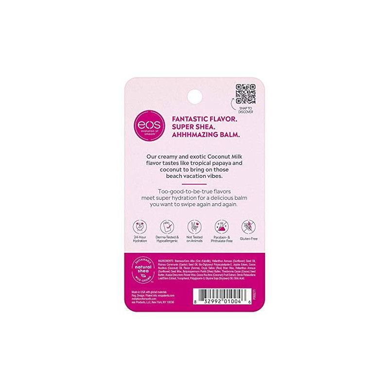 eos Visibly Soft Lip Balm Esfera, Leche de Coco, 2