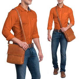 ROYALZ 'Cleveland' Vintage Leather Shoulder Bag Men's Small Stylish Vintage Men's Shoulder Bag Made of Genuine Leather, Texas brown