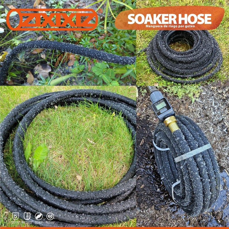Zixixiz 150FT 1/2-Inch Soaker Hose, Flexible with Solid Brass Connector,