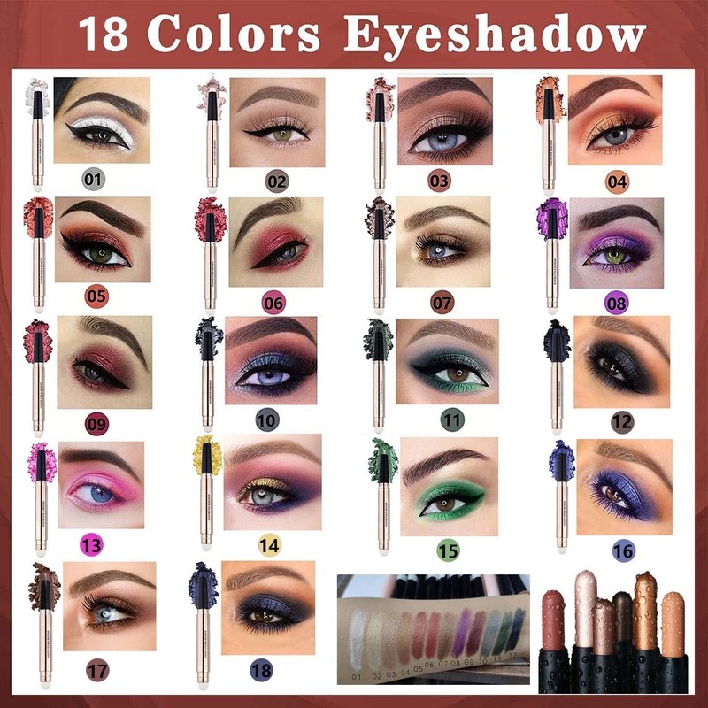 Green Eyeshadow Stick And Sponge Makeup Brush Cream Shimmer Smooth