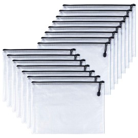 TUPARKA Pack of 15 Document Wallets A5 Zipper File Wallets Plastic Zip Folder Bags Small Zip Storage Bag Black