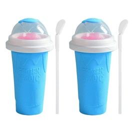 2/3PCS Slushie Maker Cup Quick Freeze Magic Milkshake Cup Ice Cream Maker (2X, Blue)