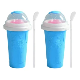 2/3PCS Slushie Maker Cup Quick Freeze Magic Milkshake Cup Ice Cream Maker (2X, Blue)
