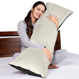 MY ARMOR soft microfiber pillow for sleeping, 53x16 full body pillow, long pillow for bed, pregnancy pillow for sleeping, large pillow with velvet cover,