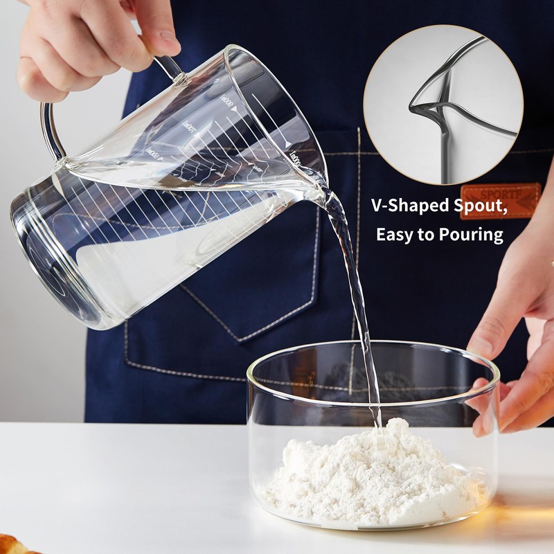 Unbreakable Glass Measuring Cup with V-Shaped Spout and Handle -